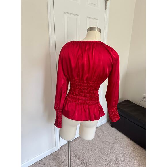 Vintage red Allison Taylor top with ruching, size medium - Picture 4 of 8